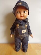 Vintage Buddy Lee Composition Doll Union Made Overalls Jeans Railroad Engineer picture