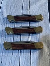 Pocket Knifes Bullet 13048 Wood Handle Folding Pakistan Vintage Brass Bolsters picture