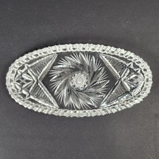 Vintage Bohemia Pinwheel Lead Crystal Hand Cut Relish/Celery Dish (Czech) picture