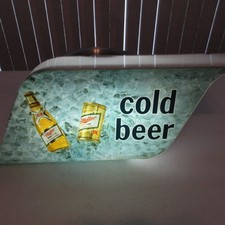 Vintage Miller High Life Beer Sign lighted COLD BEER 1979 27x14 RARE picture