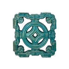Chinese Ru-Yi Coin Turquoise Green Mix Glaze Wall Floor Clay Tile ws3587 picture
