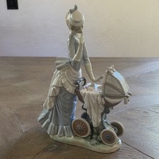 Lladro 4938 Baby's Outing Porcelain Figurine ~ Mint ~ Mother With Baby Stroller picture