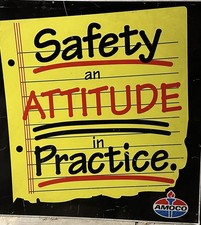 ORIGINAL Vintage AMOCO SAFETY an ATTITUDE in PRACTICE Mancave Old Unique picture