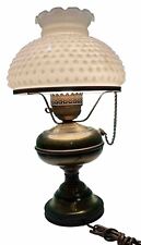VTG Brass Hobnail Lamp White Milk Glass Shade~electric, 19” Height. picture