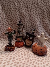 Jim Shore 4 pcs Fall/Halloween Figurines ... preowned  vgc picture