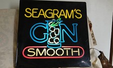 VTG SEAGRAM'S  GN SMOOTH LIGHTED BEER SIGN 18X18 picture