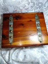 Vintage Wood Cedar Cigar/Jewelry Box With Metal Accents And Clasp Lock 10