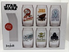 Star Wars Vintage Collection 16.9oz Glass Can Shaped Tumblers W/glass Straws. 2A picture