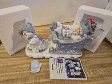 Vtg Musical Santa Sleigh Ride Snow Buddies Figurine 2000 Encore 94875 picture