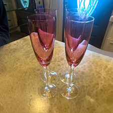Pink stemmed champagne flutes glass set of 4pink cold beverage picture