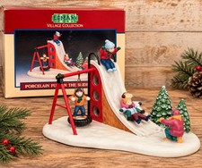Lemax 1996 Fun on the Slide Porcelain Christmas Village Playground Figurine NOS picture