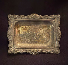 Small Silver Plate Rectangular Tray Dish with Ornate Border, Hong Kong picture