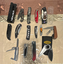 Gerber Mixed Lot Pocketknives & Multi-Tools w/ Pouch, SS Blades  2.75in picture