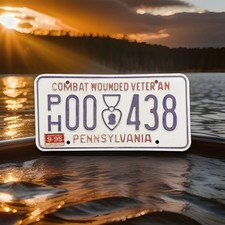 1995 Pennsylvania License Plate Purple Heart Combat Wounded Veteran PH 00438 picture