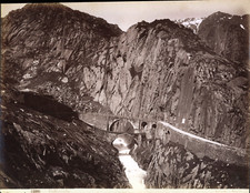 Switzerland, St. Gothard, Pont du diable, vintage print, ca.1880 summer vintage print picture
