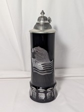 Rare Vtg German Echt Kristall Beer Stein Ruby Cut to Clear Lidded 77/200 picture