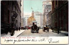 Boston Massachusetts State Street Showing Old State House Postcard 1900s  picture