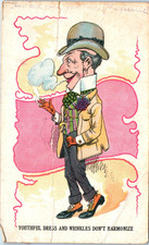 Vintage Postcard 1910s Comic Dandy Smoking Man Quote Humor Edwardian Style picture