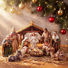 12 Pcs Christmas Nativity Scene Set, Wooden Christmas Decor picture