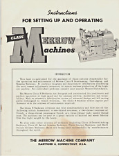 MERROW SEWING MACHINE CLASS M INSTRUCTIONS FOR SETTING UP & OPERATING MANUAL picture