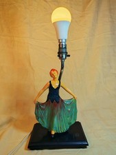 Vintage SylvaC 920 Art Deco Dancing Lady Ceramic Table Lamp 1930s England picture