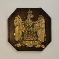 Antique French Second Empire Napoleon III Shako Plate Eagle Mounted Plaque NIII picture