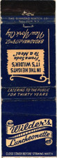 Wilder's Luncheonette New York City NY Vintage Matchbook Cover 1950s picture
