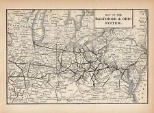 1912 Antique Baltimore & Ohio Railroad Map Vintage B & O Railway Map 1368 picture