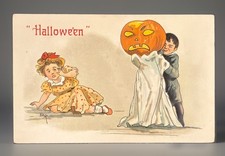 Vintage/ Antique 1908 Halloween Greeting Postcard • Leubrie & Elkus JOL Children picture
