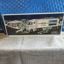 Hess 2003 Gas & Oil Advertising Truck Toy Vehicle w/ Race Cars in Box picture