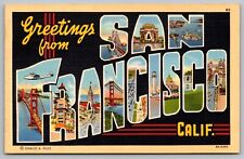 Greetings San Francisco California Golden Gate Bridge American Flag UNP Postcard picture