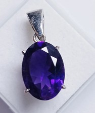 90 Ct+ Natural Purple Amethyst 925 Sterling Silver Solitaire Pendant Gemstone picture