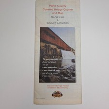 1988 Parke County IN Covered Bridges Foldout Map Brochure Rockville Bridgeton picture