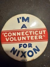 Political campaign pinback button Connecticut Nixon picture