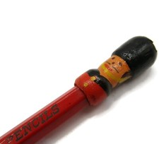 Vintage Black Forest Piccolo Pencil Carved Wood Guard Topper German Advertising picture