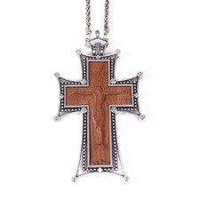 Handcrafted Antique Silver Cross Pendant with White Stone Christian Jewelry picture