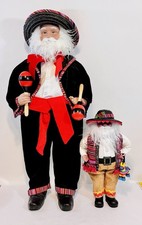 Santa Claus Doll Hispanic Mexican 34” Greeter Christmas Sombrero + Fiesta Santa picture
