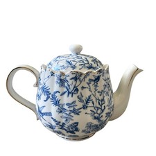 Grace Teaware Fine Porcelain Coffee Pot Teapot Shabby Chic Blue Floral New picture