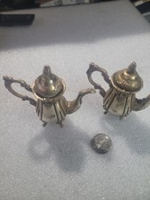 Vintage Godinger Miniature Tea Pot  Silver Gallery Plated Salt & Pepper Shakers picture