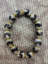Rare Tibetan Natural Agate Dzi *Tiger Tooth* Beads Bracelet  picture
