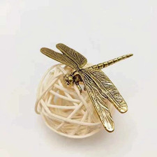 NEW Mini Brass Dragonfly Figurine Statue Home Decor Tabletop Ornament Gift 5x7cm picture