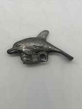Vintage Pewter Figurine Dolphin Miniature Pendant 1.50” Animal Collectible picture