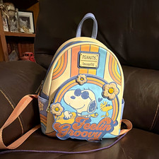 Loungefly Peanuts Snoopy & Woodstock Feelin Groovy Mini Backpack picture