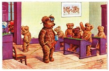 artist Arthur Thiele Bear Teddy Bears School Classroom mailed antique postcard picture