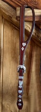 BEAUTIFUL Old Style SILVER CARD SUIT COWBOY Split Ear Headstall By Pedrini picture