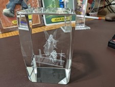 Crystal Glass 3D Laser Etched GUARDIAN ANGEL Cube Paperweight 3