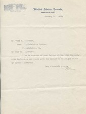 PHILANDER C. KNOX - TYPED NOTE SIGNED 01/19/1921 picture