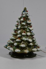Vintage Doc Holliday Mold Ceramic Lighted Flocked Christmas Tree Decor 8