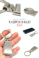 Square steel keychain blank polished engravable small keyring customizable x12pc picture