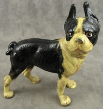 Large BOSTON TERRIER Cast Iron STILL BANK DOORSTOP STATUE Antique Style Bull Dog picture
